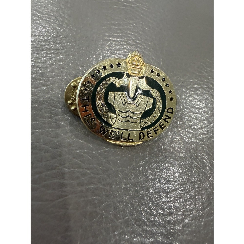 Vintage Military Army Drill Sergeant "THIS WE'LL DEFEND" Pin Pinback Medal